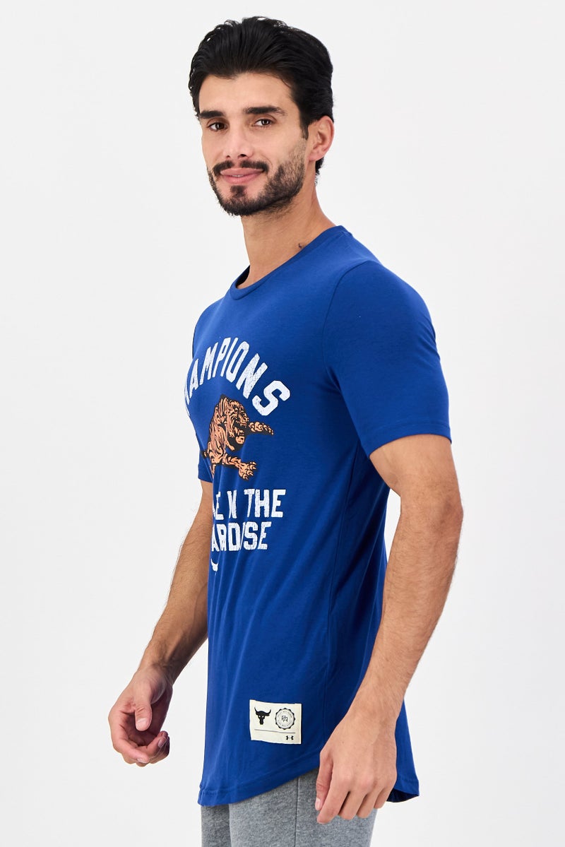 UNDER ARMOUR تي شيرت رجالي فضفاض بأكمام قصيرة للخارج، أزرق - Image 3